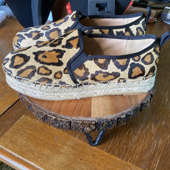 Sam Edelman Carrin Lepoard Print Calf Hair Platform Espadrille Loafers Size 6 - Picture 3 of 10